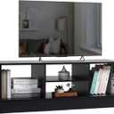 Modern 47.2 TV Stand for 55 inch TV, Farmhouse Small Entertainment Center with Storage Cabinets, Wood Media Console for Living Room, Bedroom, Office