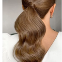 BARSDAR 34 Inch Long Braided Ponytail Extension with Hair Tie - Straight Sleek Wrap Around Brown Braided Ponytail Hair Extensions - Synthetic Pony Tails Hairpieces for Women - Medium Brown Mix Blonde