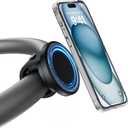 Stroller Phone Holder, Compatible with MagSafe, Magnetic Handlebar Mount, 17x N52 Strong Magnets, Fits Treadmills, Peloton, Shopping & Golf Carts, Adjustable Strap, iPhone 1217 & Android