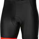 bpbtti Mens Gel Padded Cycling Shorts Bicycle Riding Pants Bike Biking Clothes Cycle Tights (Large, Black/Red)