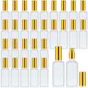 Roshtia 30 Pcs 3.4 oz Gold Glass Spray Bottle Clear Empty Bottles Small Refillable Reusable Perfume Containers with Fine Mist Sprayer Pump for Face Body Travel