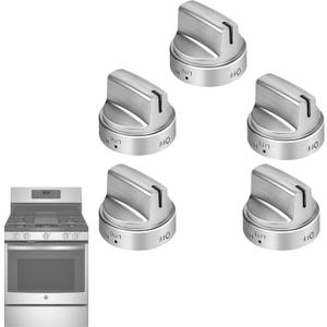 Updated WB03X24818 Stove Knob Replacement for GE Gas Stove AP5989029 PS11729081 EAP11729081,etc. Premium Stainless Steel Stove Replacement Knobs for Ge Gas Range Stove, 5PackNot Universal