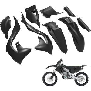 Black Full Plastic Kit for Kawasaki KX250 KX250X KX450X 2012-2022, Fairing Fender Protection Parts Kit for Kawasaki KX450 2019-2022 Accessories