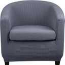 Lellen Club Chair Slipcover with Seat Cushion Cover Round Tub Accent Armchair Cover Reusable Sofa Stretch Covers for Living Room Bedroom Office Dining Room Barrel Chair Protector（Gray Suit ）