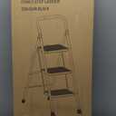 HBTower 3 Step Ladder, 3 Step Stool for Adults, 3 Step Ladder Folding Step Stool with Cushioned Handle Step Ladder with Wide Pedal Ergonomic Design,Black