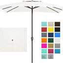 JEAREY 2-Tiers 8x10 ft Rectangular Patio Umbrellas Outdoor Table Market Umbrella w/Crank, 8 Sturdy Ribs, UV Protection Waterproof Sunproof(Cream White)