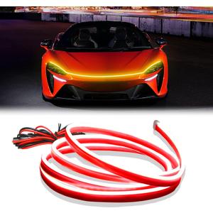 DIBMS 71-inch High-Brightness Car Hood Gap LED Light Strip - Daytime Running Lights Universal Auto Exterior Decor Accessories (Yellow)