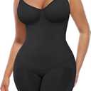 FeelinGirl Shapewear Tummy Control Seamless Bodysuit Hip Enhancer Body Shaper for Women (Black, M)
