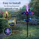 Solar Hummingbird Wind Spinner Outdoor 49 Inch Lotus Flower Metal Garden Windmill for Yard and Color Changing Fiber Optic Solar Yard Art Kinetic Wind Spinner Gift for Women Mother's Day Garden Gift