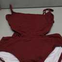 Eomenie Women's Swimsuit Tankini Tummy Control Bathing Suits Two Piece Full Coverage Slim Swim Suits with High Waisted Bottom (Medium, Red-Ribbed)