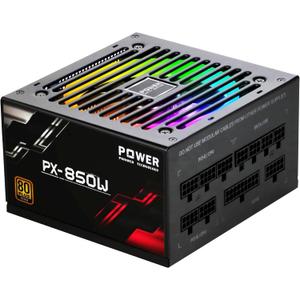 850 Watt Power Supply 80 Plus Gold - Silent 12cm RGB Fan, Full Modular, Active PFC, 105C Capacitor - High-Performance 850W PSU for Gaming & ATX Case Computers, (Black)