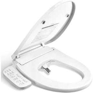 BRAVAT® Electric Bidet Toilet Seat Elongated, Heated, Soft Close | Front/Rear wash, Instant heated seat&warm water&air dryer, Night light, Stainless steel nozzle, German engineered