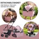 Pet Stroller for Small/Medium Dogs Cats,3 in 1 Dog Strollers,Detachable Carrier Basket,Breathable Mesh,Storage Basket,Cup Holder,Weather Cover(Pink)