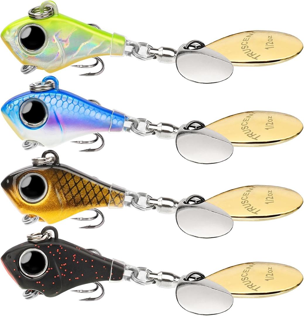 TRUSCEND Easy Catch Fishing Lures with Vibrating Swimming Flashing and Jigging Action, Ultimate Search Bait for All Fish Species, Amazing Ice Fishing Jig Spinners with BKK Hook, Long Cast Spinner Bait (A3-1/2oz-2.6")