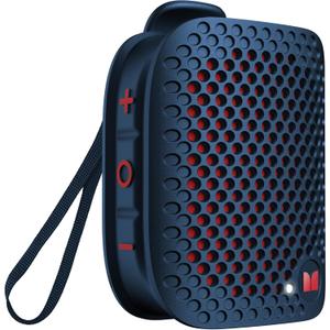 Monster Blaster Micro Wearable Bluetooth Speaker, Clip-On Wireless Small Portable Speaker with Built-in Mic (Non-Magnetic), IPX7 Waterproof, TWS, Hands-Free Music/Calls for Work/Cycling/Running, Blue