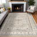 8x10 Washable Vintage Rug: Oriental Rugs for Living Room Non Slip Backing Stain Resistant Large Indoor Carpet for Bedroom Area Rug Dining Room Decor(Beige,8x10FT)