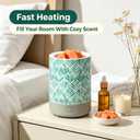 TTJ Eucalyptus Leaf Ceramic Wax Melt Warmer with Timer, Electric No-Flame Wax Melter for Scented Wax Cubes, Decorative Fragrance Wax Burner for Bedroom Home Decor,Grass