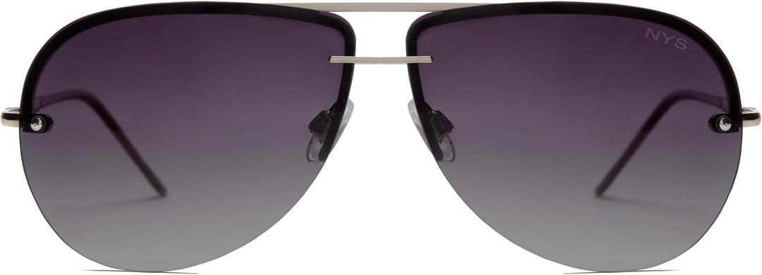 NYS Collection Aviator Sunglasses for Women & Men Medium Fit Thin Metal Frame Gradient Mirror Lenses with 100% UV Protection