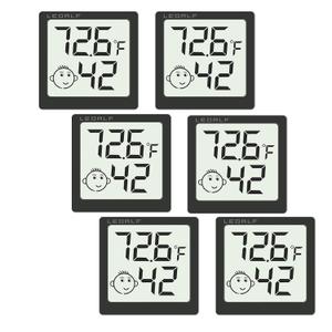 Mini Humidity Meter Hygrometer 6 Pack Room Thermometer Indoor Digital Temperature and Humidity Monitor (Black)