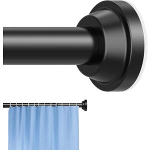 Shower Curtain Rod Adjustable Matte Black Spring Tension Stainless Steel Telescoping Rod No Drilling Rods for Bathroom Closet Windows No Drilling No Slip No Rust 30 to 64 Inch