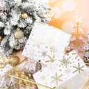 RUSPEPA Gold Foil Snowflake Christmas Wrapping Paper Roll, Mini Roll, Elegant Gold and White Snowflake Design Gift Wrap Paper, Perfect for Holiday Gifts, Christmas Party, 17 Inches x 32.8 Feet