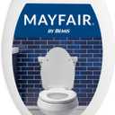 Mayfair Ashton Easy to Clean Single Hinge Toilet Seat, Modern Slow Close Wood Toilet Seat, Made in USA, Elongated, White
