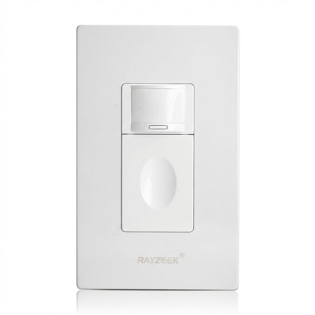 RAYZEEK Motion Sensor Light Switch, 5A, Single Pole, Ground Wire Required, OCC & VAC & Manual Selectable, PIR Infrared Motion Activated Wall Switch, UL Listed, Wall Plate Included, PC Fireproof