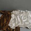 2 Pack Womens Satin Midi Skirts Silk a Line Hidden Elastic High Waist Elegant Casual Flowy Long Skirts, Brown / Champagne 