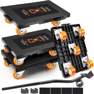 Furniture Lifter Movers Tool Set, 360 Rotation Furniture Dolly Heavy Duty, Furniture Movers with 5 Wheels, Maximum Load 1200 Lbs, for Moving Heavy Furniture, Refrigerator, Sofa (4 Pack)