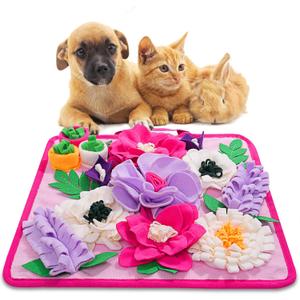 Snuffle Mat for Dogs,Dog Feeding Mat Sniff Mat Interactive Dog Puzzle Mat for Training and Stress Relief Encourages Natural Foraging Skills (Pink)