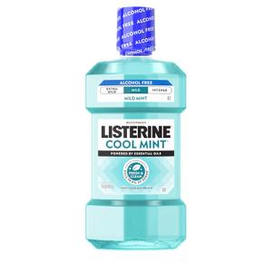 Listerine Cool Mint Alcohol-Free Mild Mouthwash, Oral Rinse Kills 99.9% of Germs That Cause Bad Breath, Less Intense Taste, Mild Mint Flavor, 1 L (33.8 Fl Oz (Pack of 1))