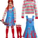 Spooktacular Creations Creepy Doll Costume for Kids Girls, Halloween Costume for Kids, Girls Killer Doll Outfit (Large(10-12 Years))