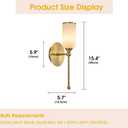 Vintage Alabaster Wall Sconce, 15.4inch Natural Marble Lampshade Wall Sconce, Hardwired Sconce LED Modern Wall Lamp for Bedroom, Stairs, Living Room, Bedside, Hallway Gold