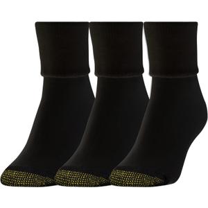 GOLDTOE Women's Ultra Tec Terry Turncuff Socks 3 Pack (Medium, Black) GOLDTOE Women's Ultra Tec Terry Turncuff Socks 3 Pack (Medium, Black)