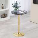 RUN.SE Round Bar Table, 24" Adjustable Cocktail Bar Table Modern Bistro Pub Table for Home Bar, Small Dining Room, Living Room, Black Top & Gold Base