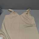Cicy Bell Womens V Neck Satin Tank Tops Dressy Casual Silk Camisole Blouses Summer Corporate Outfits Beige, Medium