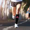 YLOLUL Breast Cancer Awareness Socks Football Knee High Calf Socks Soccer Athletic Accessories for Men Women Volunteer (Black)