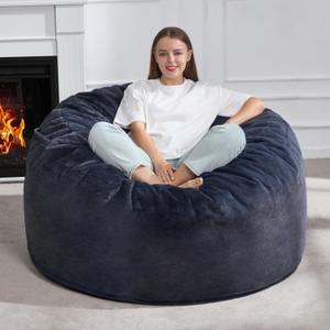 Hobestluk 4ft Bean Bag Chairs for Adults Large Beanbag Chair with Plush Faux Fur Cover Big Bean Bag Chair for Living Room Bedroom Dorm Office - Dark Grey (44 x 44 x 24)