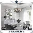 Black Crystal Chandelier for Dining Room 20" Smoke Gray K9 Crystal Pendant Light Flower Drum Chandelier Round Raindrop Hanging Light Fixture Adjustable for Over Dining Table Entryway Living Room