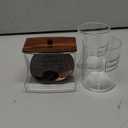 Tbestmax Qtips Holder Bathroom Container, 10 OZ Cotton Ball/Swabs Dispenser, Apothecary Jar Organizer for Storage Brown Wood Lids