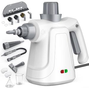 Steam Cleaner Handheld, 1300W High Pressure Natural Steamer with 450ml Large Tank & Hands-Free Lock, 14-Piece Steam Cleaner Pro Toolkit for Home, Kitchen, Car, Tile, Grout, Grill & Upholstery