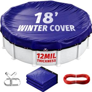 18 FT Round Winter Pool Cover,12Mil Heavy Duty Thicker,Winch Closing Kit