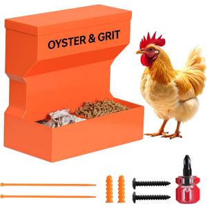 CHUANGFENG Chicken Feeder Wall Mounted Metal Oyster Shell & Grit Feeder for Chickens, Heavy Duty Coop Feeder with Rust-Resistant Steel, Ideal for Backyard Poultry & Small Farms