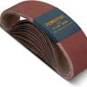 POWERTEC 110030 4 x 24 Inch Sanding Belts, 10PK, 180 Grit Aluminum Oxide Belt Sander Sanding Belt, Sandpaper For Makita Belt Sander, Oscillating Belt and Spindle Sander (180 Grit, 10pk)