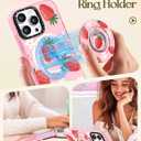 for iPhone 14 Pro Max Case for Women - Cute Design Girls Compatible with Magsafe Magnetic Ring Holder Stand Strawberry Flower Phone Covers Aesthetic Girly TPU Funda for 14 Pro Max