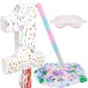 Wildflower Birthday Decorations, 15.7'' Wildflower Spring Floral Number 1 Piata with Blindfold Stick Blindfold Confetti for Spring Floral Birthday Party Supplies (1st)