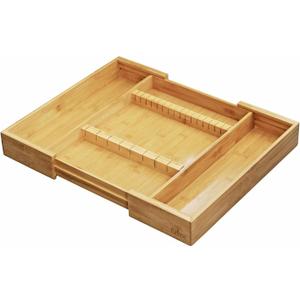 HomeStock Baroque Beauty Bamboo Expandable Drawer Organizer with Cutlery Storage FK8720 Versatile Design for Kitchen Organization Stylish and