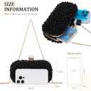 Oweisong Pearl Clutch Purses for Women Beaded Clutch Bag Formal Wedding Bride Evening Bag Party Tote Handbag (Black)