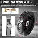 AR-PRO 6-Inch Lawn Mower Wheels - Replacement 6" Push Lawn Mower Wheels with 1-1/2" Width Hub and 1/2" Bearings - Fit for Standard Lawn Mowers, Pressure Washers, Generators and More (2-Pack)