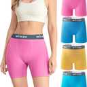 wirarpa Women's Boxer Briefs Cotton Underwear Anti Chafing Boy Shorts Panties 5.5" Inseam 4 Pack (Large, Light Blue/Yellow/Sky Blue/Pink)